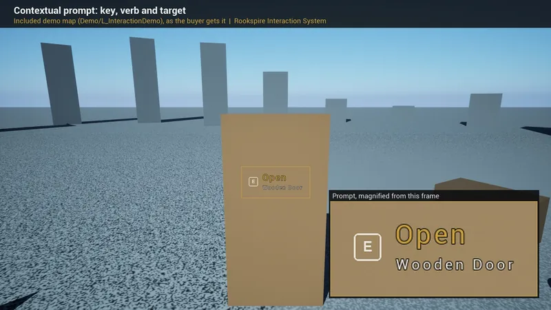 Mappa demo inclusa: il prompt contestuale, con tasto, verbo e bersaglio